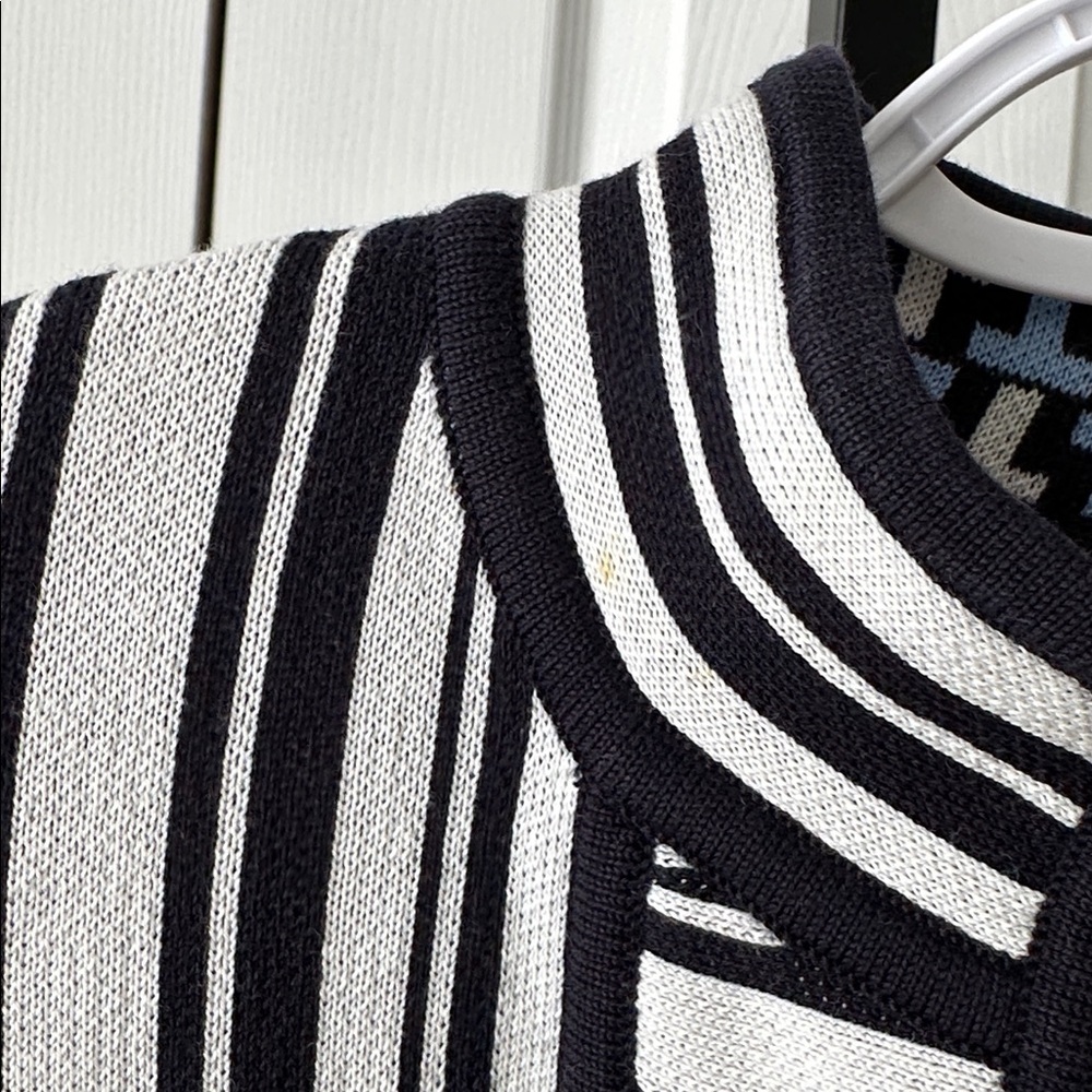 Tory Burch Black and Ivory Cotton Striped Knit Tunic - Picture 13 of 14